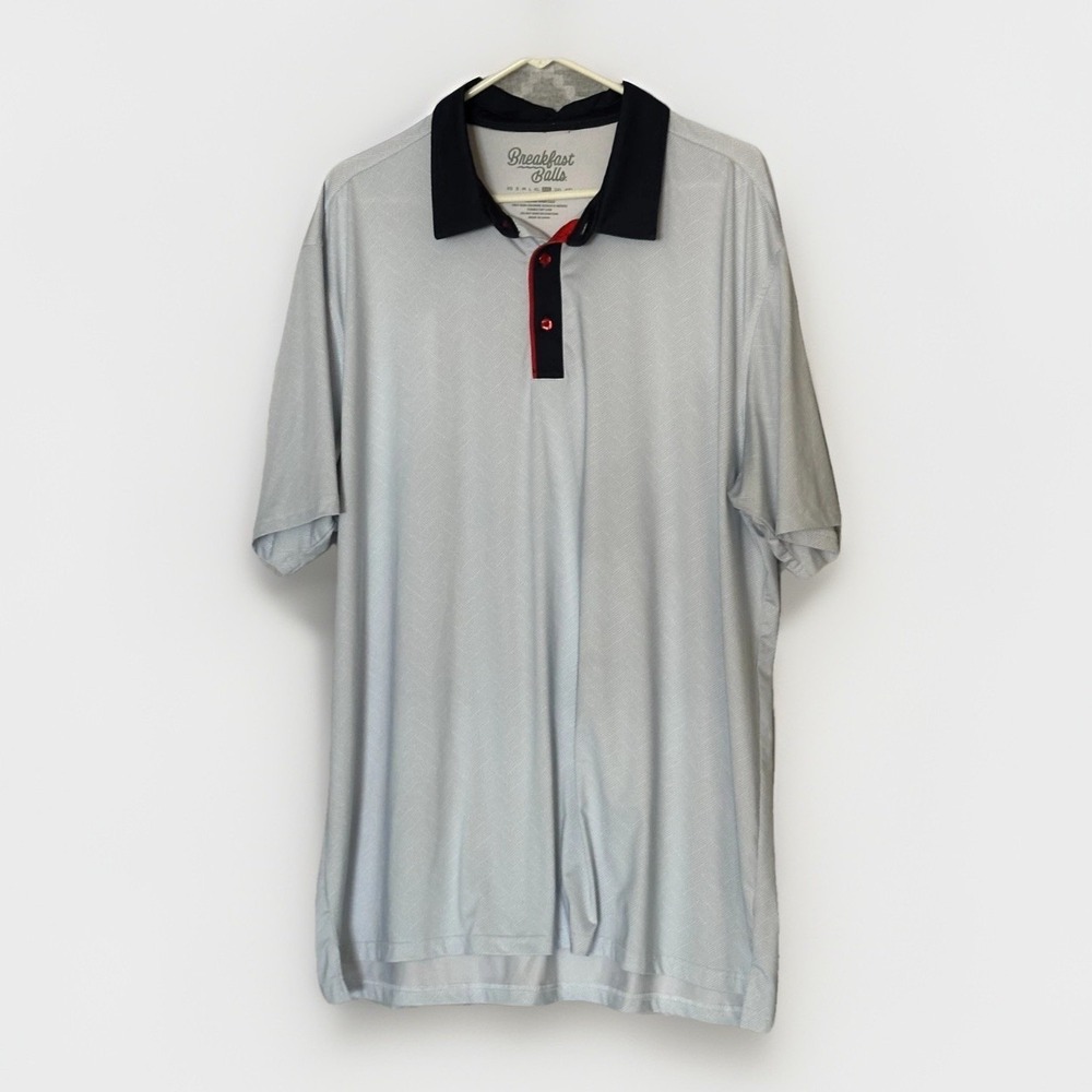 Breakfast Balls Polo‎ Shirt Men's 2XL Golf Performance Stretch Casual Athletic